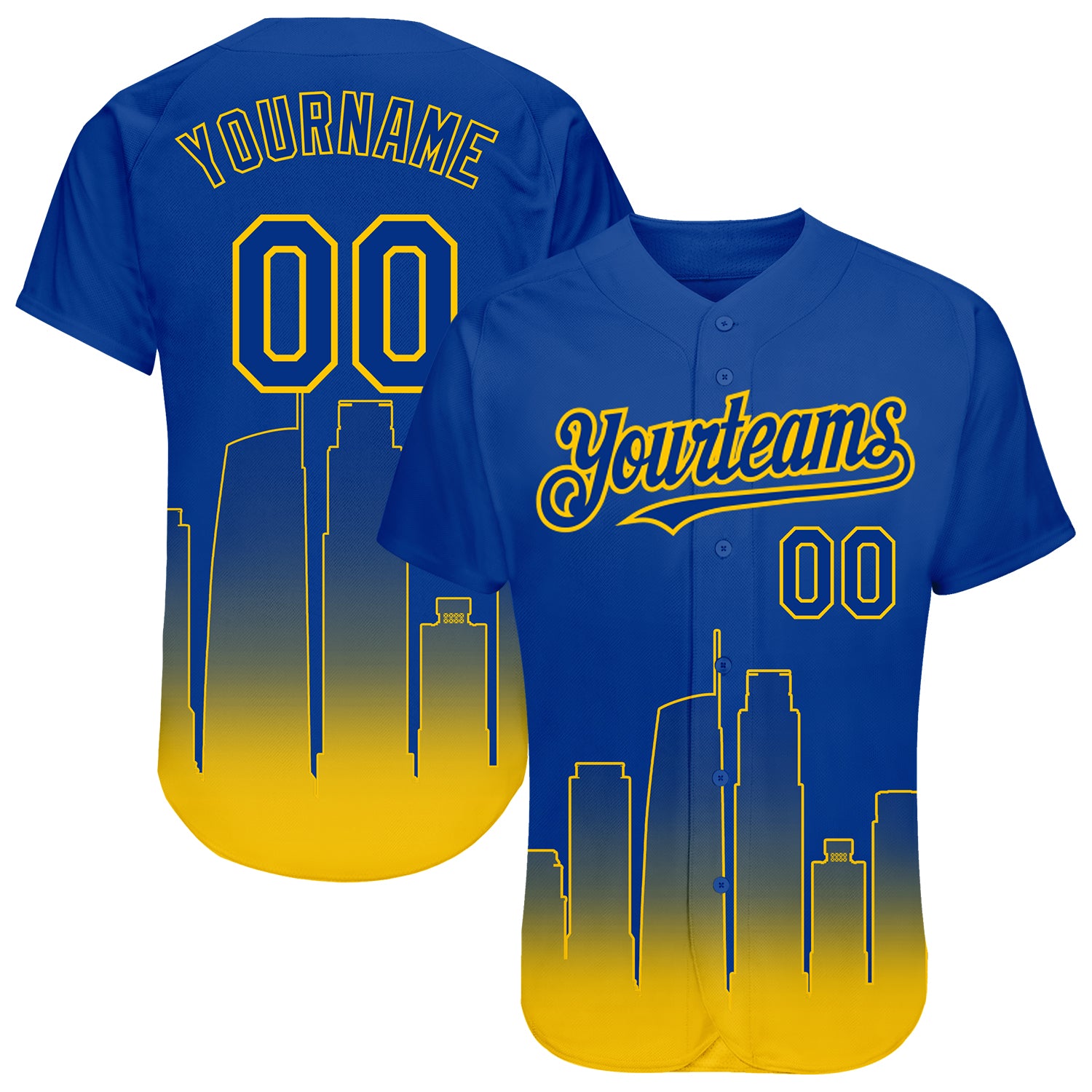 Personalized Los Angeles City Edition Yellow 3D Fade Baseball Jersey with Custom Name and Number - Authentic Fashion Team Gear