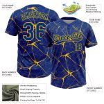 Custom Name and Number Unisex Yellow 3D Pattern Softball Jersey - Personalized Team Two-Button Apparel Personalized Royal