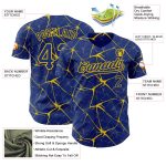 Custom Name and Number Authentic Baseball Jersey with Personalized Royal Yellow 3D Abstract Pattern Design Personalized Royal