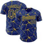 Custom Name and Number Authentic Baseball Jersey with Personalized Royal Yellow 3D Abstract Pattern Design Personalized Royal