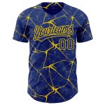 Custom Name and Number Authentic Baseball Jersey with Personalized Royal Yellow 3D Abstract Pattern Design Personalized Royal