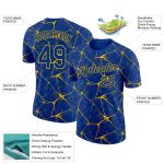 Custom Personalized Team T-Shirt with Name and Number - Royal Yellow 3D Pattern Design Abstract Network Performance Personalized