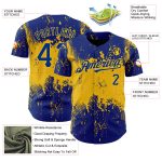 Custom Name and Number Baseball Jersey, Personalized 3D Pattern Grunge Art Design in Royal Yellow, Authentic Team Apparel