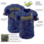 Custom Name and Number Authentic Baseball Jersey - Personalized Royal Yellow 3D Curve Lines Design Personalized Royal Yellow