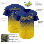 Custom Name and Number Baseball Jersey, Personalized 3D Gradient Royal Yellow Square Pattern Design Personalized Royal Yellow