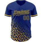 Custom Name and Number Personalized Leopard Print Baseball Jersey - Royal Yellow 3D Pattern Design Fashion Apparel Personalized