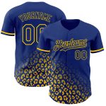 Custom Name and Number Personalized Leopard Print Baseball Jersey - Royal Yellow 3D Pattern Design Fashion Apparel Personalized