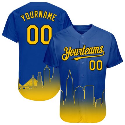 3D San Francisco City Edition Authentic Baseball Jersey - Personalized Royal Yellow-Black Custom Name & Number Personalized