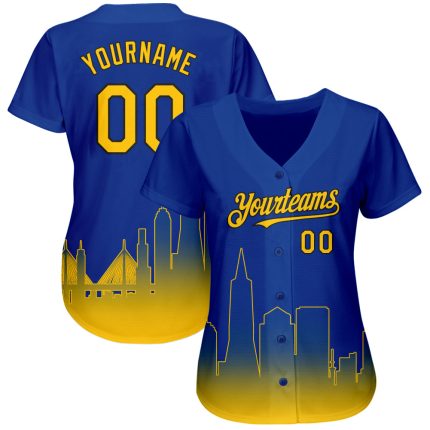 3D San Francisco City Edition Authentic Baseball Jersey - Personalized Royal Yellow-Black Custom Name & Number Personalized