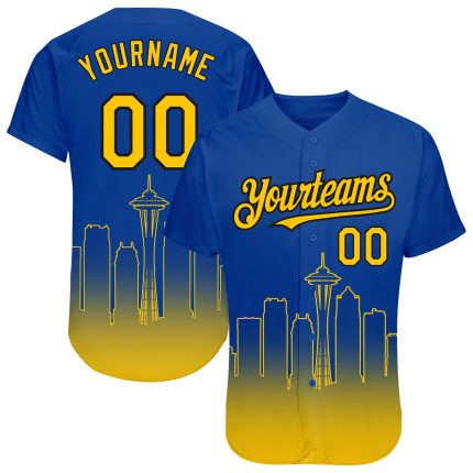 Personalized Seattle City Edition 3D Baseball Jersey - Yellow-Black Fade, Custom Name & Number, Authentic Team Apparel Personalized