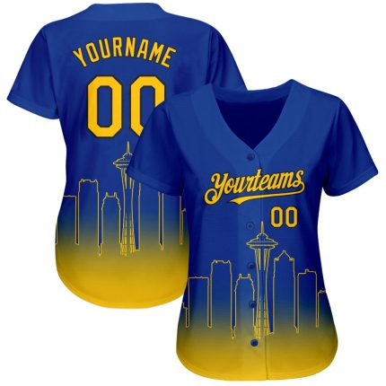Personalized Seattle City Edition 3D Baseball Jersey - Yellow-Black Fade, Custom Name & Number, Authentic Team Apparel Personalized
