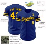 Custom Name and Number Authentic Baseball Jersey in Royal Yellow-Black - Personalized Team Gear Personalized Royal Yellow-Black