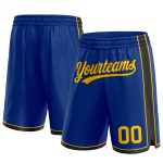 Custom Name and Number Authentic Basketball Shorts - Personalized Yellow-Black Team Gear Personalized Royal Yellow-Black