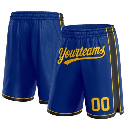 Custom Name and Number Authentic Basketball Shorts - Personalized Yellow-Black Team Gear Personalized Royal Yellow-Black