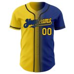 Personalized Gradient Baseball Jersey Custom Royal Yellow-Black Team Name & Number Personalized Royal Yellow-Black Authentic