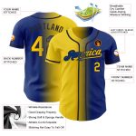 Personalized Gradient Baseball Jersey Custom Royal Yellow-Black Team Name & Number Personalized Royal Yellow-Black Authentic