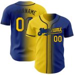 Personalized Gradient Baseball Jersey Custom Royal Yellow-Black Team Name & Number Personalized Royal Yellow-Black Authentic