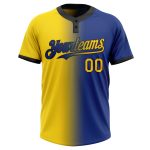 Custom Name Number Unisex Softball Jersey Gradient Yellow Black Fashion Two-Button Personalized Team Apparel Personalized