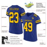 Custom Name and Number Authentic Football Jersey - Personalized Royal Yellow-Black Mesh Team Gear Personalized Royal Yellow-Black