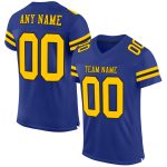 Custom Name and Number Authentic Football Jersey - Personalized Royal Yellow-Black Mesh Team Gear Personalized Royal Yellow-Black