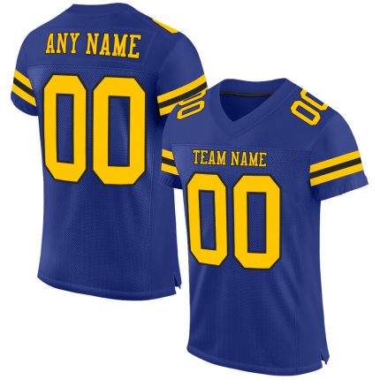 Custom Name and Number Authentic Football Jersey - Personalized Royal Yellow-Black Mesh Team Gear Personalized Royal Yellow-Black