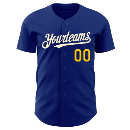 Custom Name and Number Authentic Baseball Jersey - Personalized Royal Yellow-Cream Team Jersey Personalized Royal Yellow-Cream