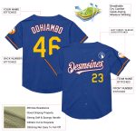 Custom Personalized Baseball Jersey - Royal Yellow-Crimson Mesh Throwback with Team Name and Number Personalized Royal Yellow-Crimson