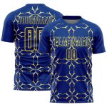 Custom Name and Number Soccer Jersey - Personalized Sublimation Yellow Damask Pattern Uniform Personalized Royal Yellow Damask