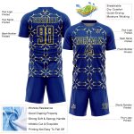 Custom Name and Number Soccer Jersey - Personalized Sublimation Yellow Damask Pattern Uniform Personalized Royal Yellow Damask