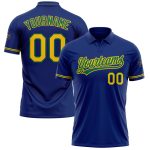 Custom Name and Number Vapor Golf Polo Shirt - Personalized Royal Yellow and Kelly Green Performance Apparel Personalized