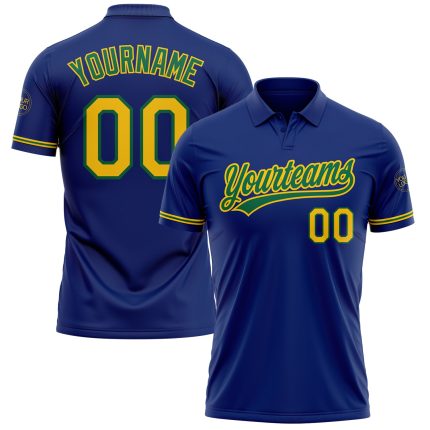 Custom Name and Number Vapor Golf Polo Shirt - Personalized Royal Yellow and Kelly Green Performance Apparel Personalized
