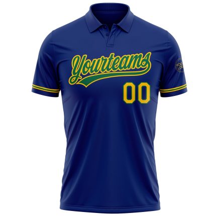 Custom Name and Number Vapor Golf Polo Shirt - Personalized Royal Yellow and Kelly Green Performance Apparel Personalized