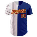 Personalized Custom Name and Number Royal Yellow Maroon Pinstripe Baseball Jersey Authentic Split Fashion Personalized Royal