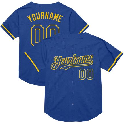 Personalized Yellow Mesh Baseball Jersey - Authentic Throwback Style Personalized Royal Yellow Mesh Authentic Throwback Baseball