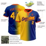 Custom Name and Number Unisex Fashion Softball Jersey - Personalized Royal Yellow-Orange Gradient, Two-Button Design Personalized