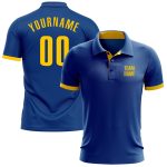 Custom Team Name and Number Personalized Royal Yellow Golf Polo Shirt - Performance Apparel Personalized Royal Yellow Performance