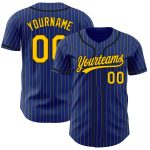 Custom Name and Number Personalized Black Yellow Pinstripe Authentic Baseball Jersey - Team Apparel Personalized Royal Yellow