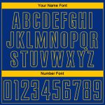 Custom Name and Number Soccer Jersey - Personalized Royal Yellow Pinstripe Fade Fashion Sublimation Uniform Personalized