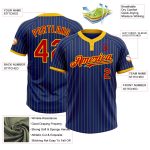Custom Name and Number Unisex Softball Jersey - Personalized Royal Yellow Pinstripe Two-Button Design Personalized Royal
