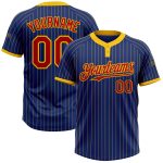 Custom Name and Number Unisex Softball Jersey - Personalized Royal Yellow Pinstripe Two-Button Design Personalized Royal
