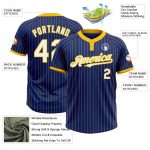 Custom Royal Yellow Pinstripe Softball Jersey with Name & Number - Unisex Two-Button Design Personalized Royal Yellow Pinstripe