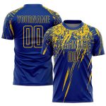 Custom Team Soccer Jersey - Personalized Royal Yellow Sublimation Uniform with Name and Number Personalized Royal Yellow