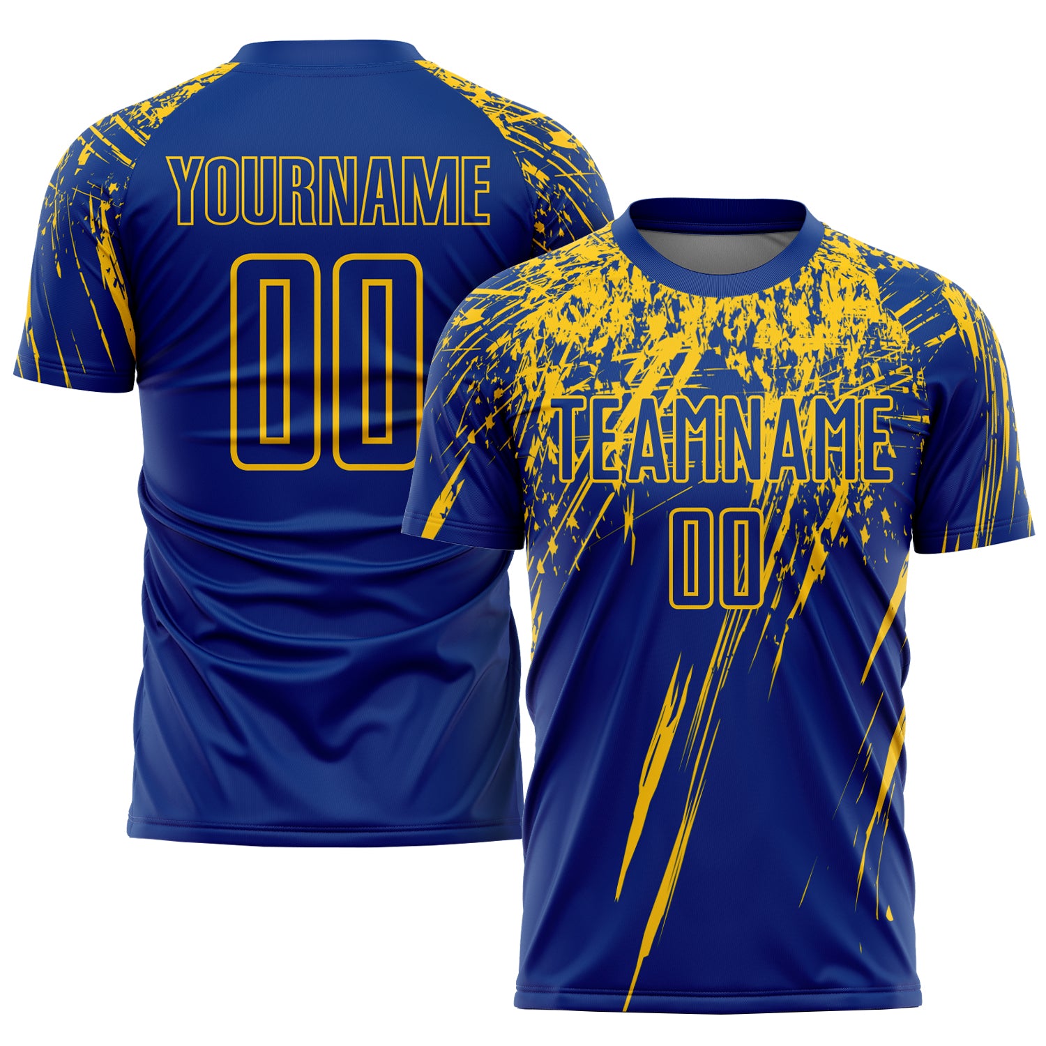 Custom Team Soccer Jersey - Personalized Royal Yellow Sublimation Uniform with Name and Number Personalized Royal Yellow