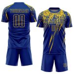 Custom Team Soccer Jersey - Personalized Royal Yellow Sublimation Uniform with Name and Number Personalized Royal Yellow