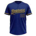 Custom Name and Number Yellow Softball Jersey for Teams - Unisex Two-Button Design, Personalized Sportswear Personalized