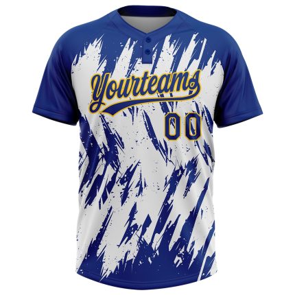 Custom Name and Number Unisex Softball Jersey - 3D Yellow White Abstract Design, Two-Button, Soft Fabric, Personalized Team Apparel