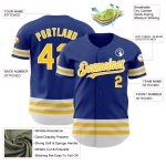 Custom Name and Number Baseball Jersey - Personalized Authentic Yellow-White Line Team Jersey Personalized Royal Yellow-White