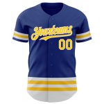 Custom Name and Number Baseball Jersey - Personalized Authentic Yellow-White Line Team Jersey Personalized Royal Yellow-White