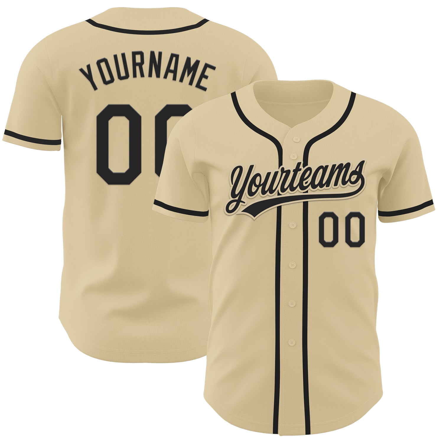 Custom Name and Number Personalized Sand Black Baseball Jersey - Authentic Team Apparel Personalized Sand Black Authentic