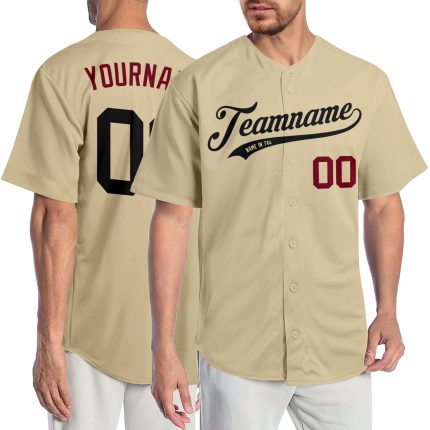 Black and Crimson Personalized Authentic Baseball Jersey - Custom Team Spirit Wear Personalized Sand Black-Crimson Authentic